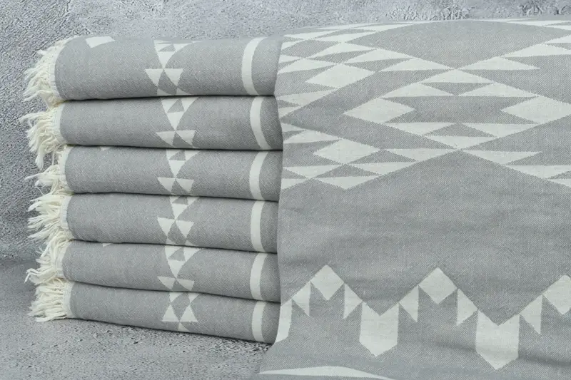 Monogram Blanket, Monogram Beach Blanket, 70x60 Cotton Geometric Towel, Tablecloth, Best Friend Wedding Gift, Personalized Blanket, Christmas Favors - 1