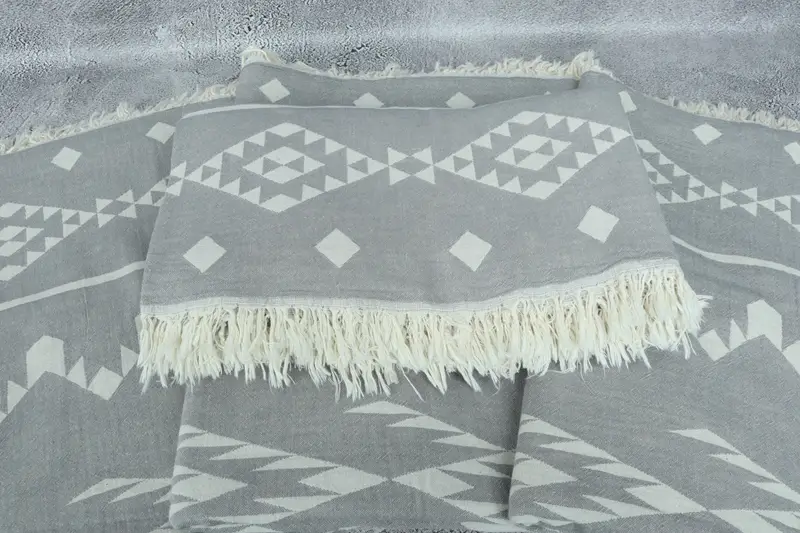 Monogram Blanket, Monogram Beach Blanket, 70x60 Cotton Geometric Towel, Tablecloth, Best Friend Wedding Gift, Personalized Blanket, Christmas Favors - 4