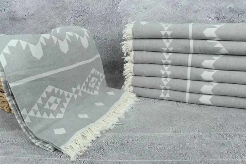 Monogram Blanket, Monogram Beach Blanket, 70x60 Cotton Geometric Towel, Tablecloth, Best Friend Wedding Gift, Personalized Blanket, Christmas Favors - 3