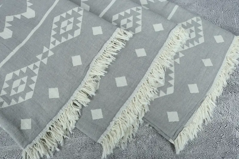 Monogram Blanket, Monogram Beach Blanket, 70x60 Cotton Geometric Towel, Tablecloth, Best Friend Wedding Gift, Personalized Blanket, Christmas Favors - 5