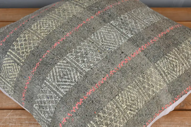 Cushion Case, Handwoven Cushion Case, Handmade Kilim Cushion, Turkish Pillow, 20x20 Yellow Cushion, Outdoor Bolster Pillow, Interior Designer Pillow - 3