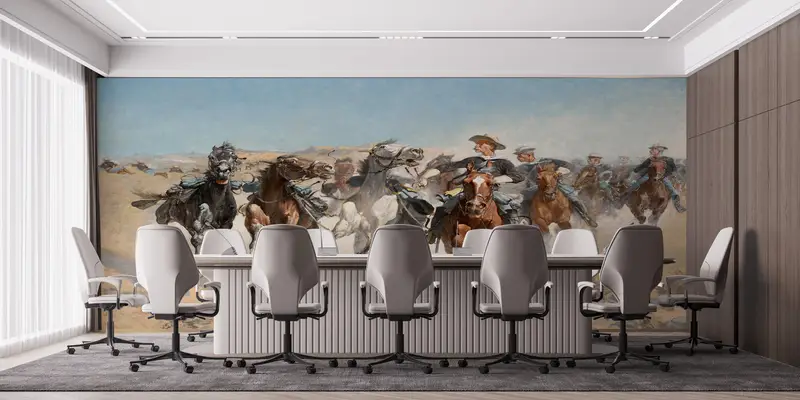 The Fourth Troopers Moving the Led Horses, Horse Lover Gift Wallpaper, Running Horses Painting Wall Paper, Horses Wall Print, - 4