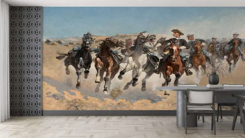 The Fourth Troopers Moving the Led Horses, Horse Lover Gift Wallpaper, Running Horses Painting Wall Paper, Horses Wall Print, - 10