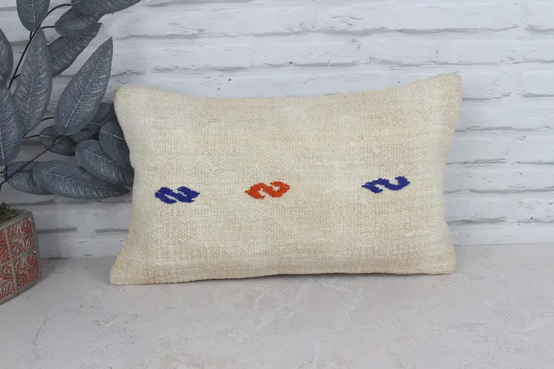 Home Decor Pillow, Kilim Pillow Cover, Turkish Kilim Pillow, Couch Pillow Case, 12x20 Yellow Cushion Cover, Cushion Case, Indoor Cushion - 1