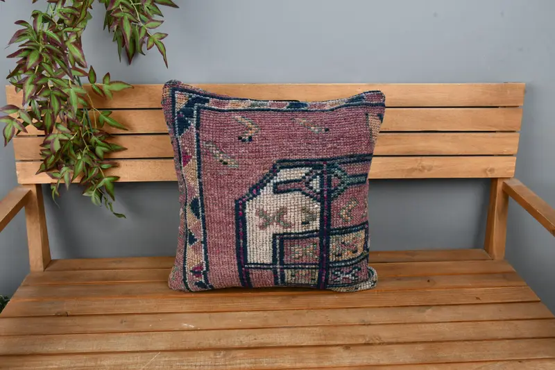 Boho Pillow, 20x20 Purple Cushion, Kilim Cushion Sham, Handwoven Pillow Cover Cushion Cover, Outdoor Patio Pillow Cover, Cushion Cover, Kilim Pillow - 6