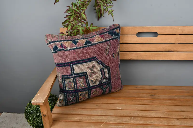 Boho Pillow, 20x20 Purple Cushion, Kilim Cushion Sham, Handwoven Pillow Cover Cushion Cover, Outdoor Patio Pillow Cover, Cushion Cover, Kilim Pillow - 1