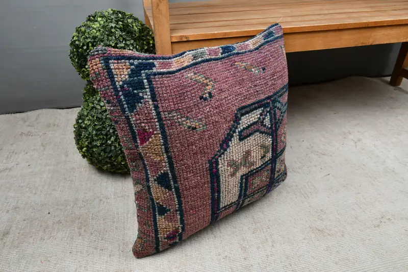 Boho Pillow, 20x20 Purple Cushion, Kilim Cushion Sham, Handwoven Pillow Cover Cushion Cover, Outdoor Patio Pillow Cover, Cushion Cover, Kilim Pillow - 7