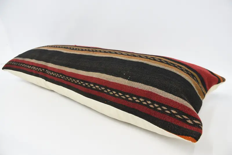 Kilim Rug Pillow Sham, Cushion Cover, Boho Pillow, Vintage Kilim Pillow, Handmade Kilim Cushion, 16x48 Red Cushion Case - 5