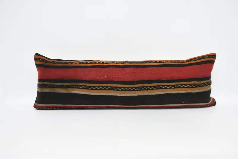 Kilim Rug Pillow Sham, Cushion Cover, Boho Pillow, Vintage Kilim Pillow, Handmade Kilim Cushion, 16x48 Red Cushion Case - 1