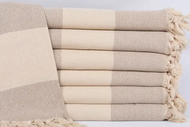 Bridesmaid Towel Organic Cotton Beige Diamond, 70x40 Inches
