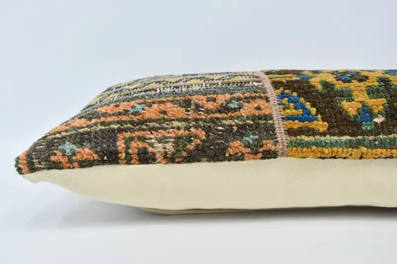 Turkish Pillow, Cushion Case, Ethnic Throw Cushion, Yoga Pillow, Cotton Cushion Cover, 12x36 Orange Pillow Sham, Home Decor Pillow, Kilim Pillow - 5