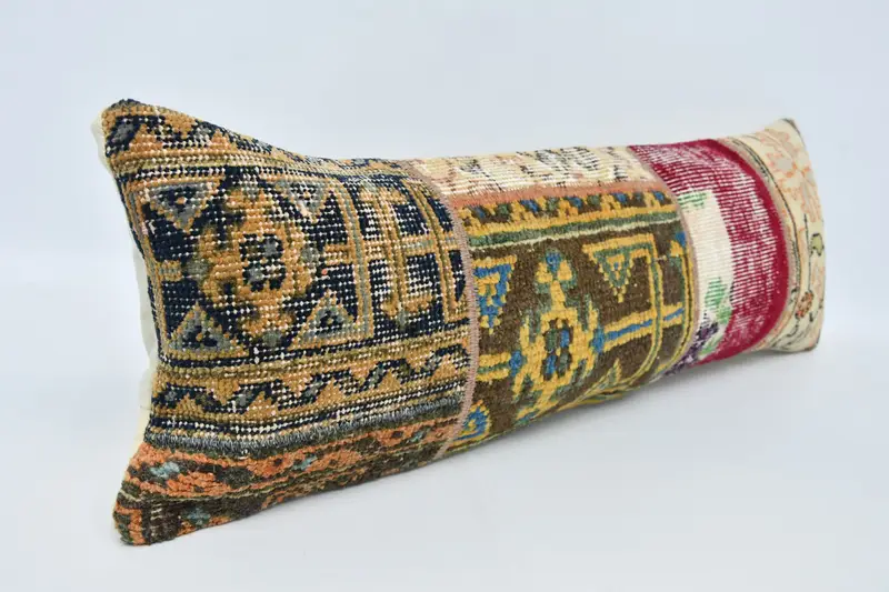 Turkish Pillow, Cushion Case, Ethnic Throw Cushion, Yoga Pillow, Cotton Cushion Cover, 12x36 Orange Pillow Sham, Home Decor Pillow, Kilim Pillow - 3