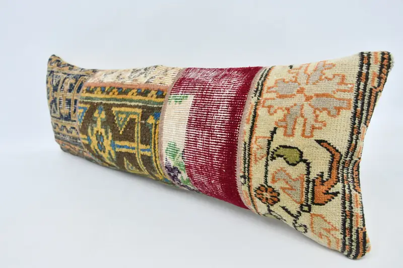 Turkish Pillow, Cushion Case, Ethnic Throw Cushion, Yoga Pillow, Cotton Cushion Cover, 12x36 Orange Pillow Sham, Home Decor Pillow, Kilim Pillow - 4