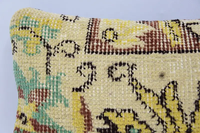 Wool Kilim Pillow Pillow, Boho Pillow, Bolster Throw Cushion, Ethnical Kilim Rug Pillow, 8x16 Beige Pillow Sham, Vintage Kilim Pillow, Pillow Sham - 2