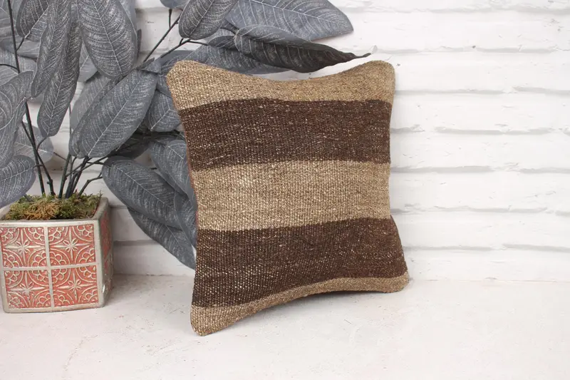 Handmade Kilim Cushion, 12x12 Beige Pillow, Aztec Pillow, Cushion Case, Office Chair Pillow, Gift Pillow, Pillow for Sofa, Yoga Pillow - 3