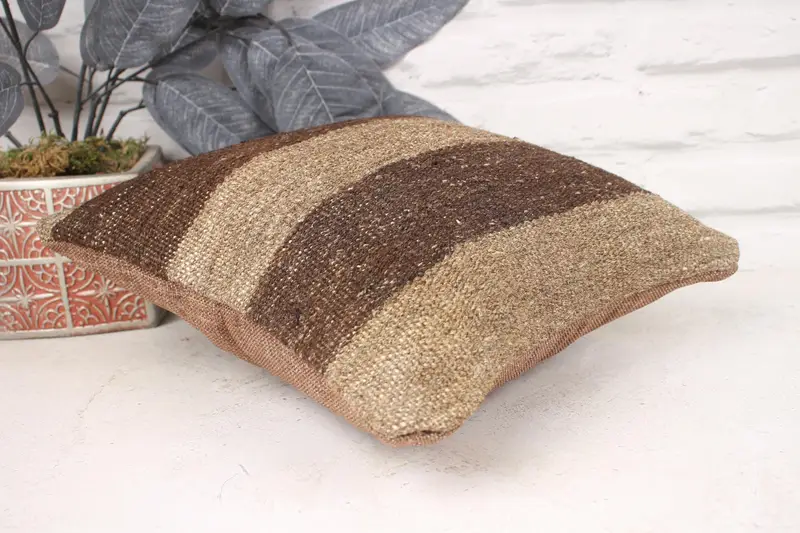 Handmade Kilim Cushion, 12x12 Beige Pillow, Aztec Pillow, Cushion Case, Office Chair Pillow, Gift Pillow, Pillow for Sofa, Yoga Pillow - 6