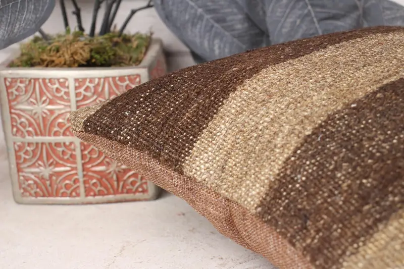 Handmade Kilim Cushion, 12x12 Beige Pillow, Aztec Pillow, Cushion Case, Office Chair Pillow, Gift Pillow, Pillow for Sofa, Yoga Pillow - 7