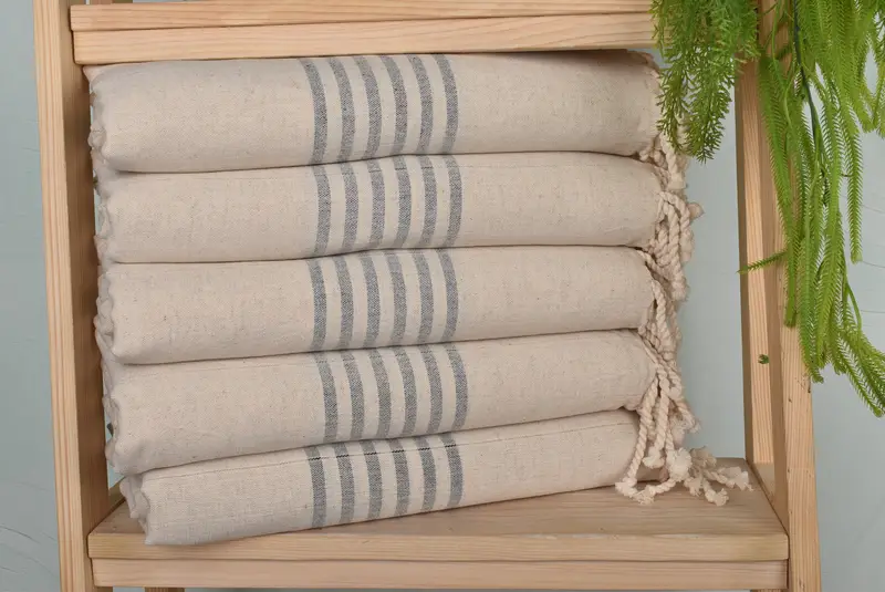 Personalized Black Linen Towel Bath, 36x67 Inches, Custom Embroidery