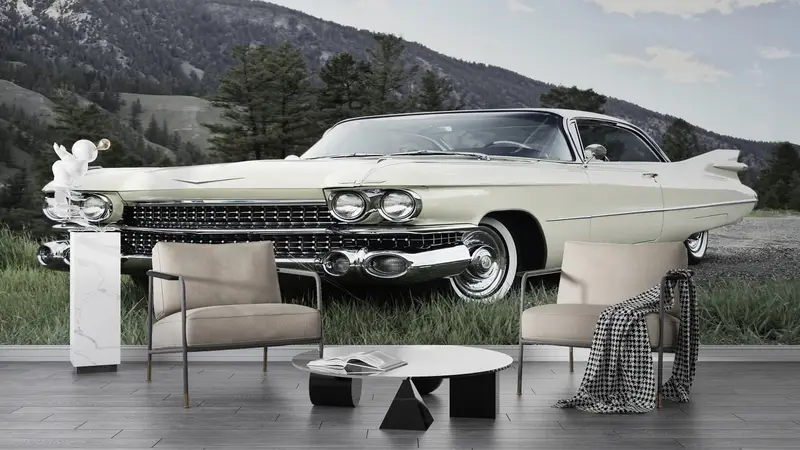 Car Wall Paper, Car Wall Print, Garage Wallpaper, Retro Car Wall Mural, Car Lover Gift Wall Decor, Vintage Car Wall Painting, - 7