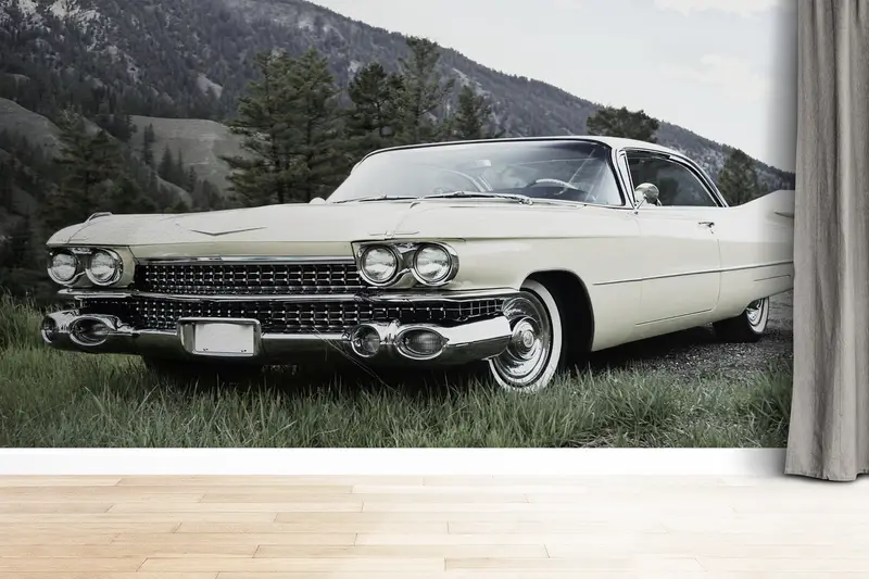 Car Wall Paper, Car Wall Print, Garage Wallpaper, Retro Car Wall Mural, Car Lover Gift Wall Decor, Vintage Car Wall Painting, - 1