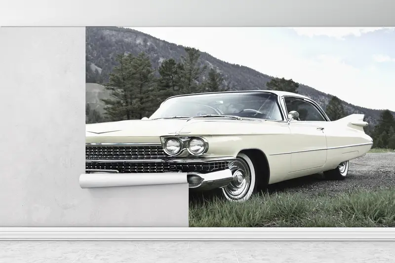 Car Wall Paper, Car Wall Print, Garage Wallpaper, Retro Car Wall Mural, Car Lover Gift Wall Decor, Vintage Car Wall Painting, - 2