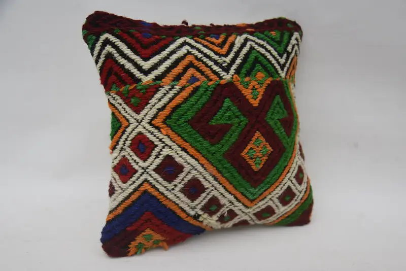12x12 Green Pillow, Cushion Cover, Kilim Cushion Sham, Sustainable Cushion Cover, Ethnical Kilim Rug Pillow, Pillow for Couch - 2
