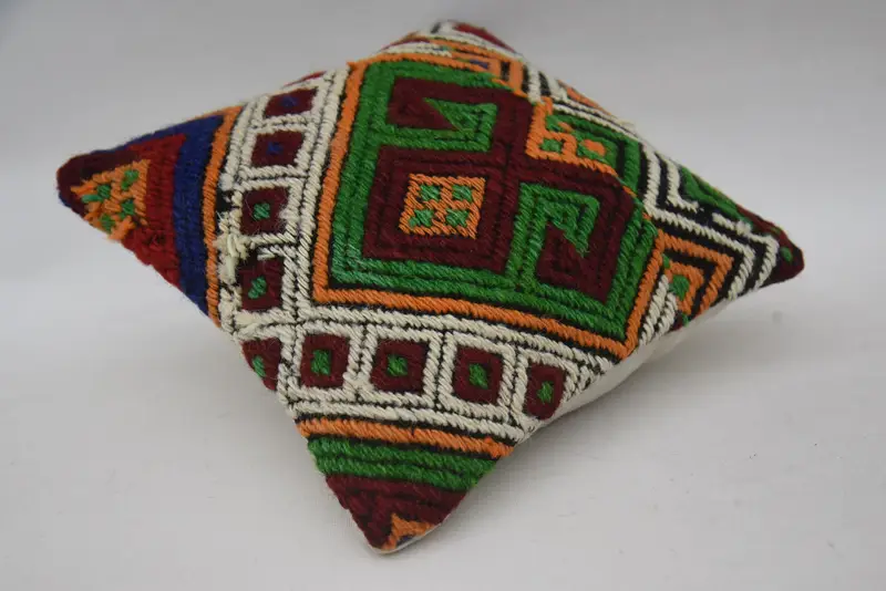12x12 Green Pillow, Cushion Cover, Kilim Cushion Sham, Sustainable Cushion Cover, Ethnical Kilim Rug Pillow, Pillow for Couch - 6