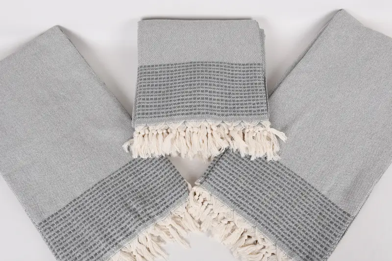 Decorative Bedspread, Turkish Blanket, Woven Blanket, 96x92 Cotton Striped Towel, Unique Gift, Turkish Cotton Throw Blanket, Bedspread - 6