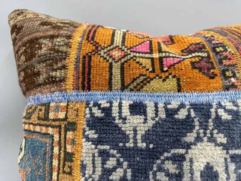 Kilim Pillow Cover, Turkish Kilim Pillow, Boho Pillow, Pillow Cover, Traditional Pillow Sham, Patio Pillow Case, 24x24 Brown Pillow Sham - 5