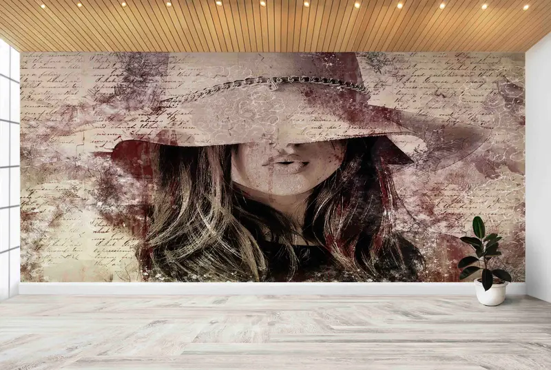 Zarif Baskılı Duvar Kağıdı: Soyut Kız, Seksi Kadın, Modern Sanat