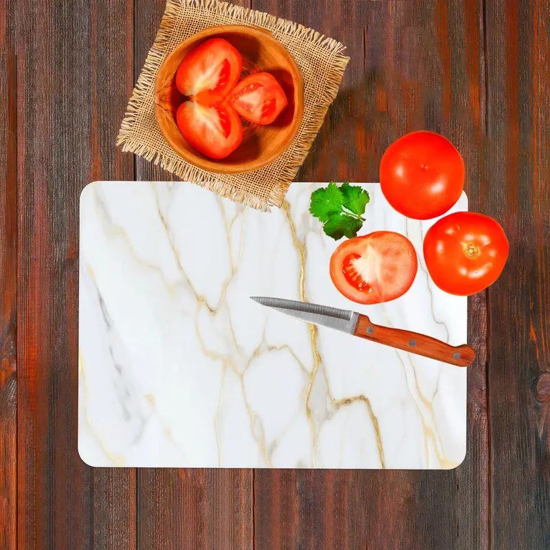 金脈デザインの白い大理石ガラスまな板