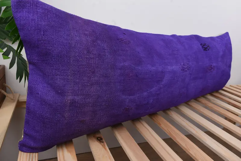 Anatolian Pillow Sham, Turkish Kilim Pillow, Cushion, Ethnical Kilim Rug Pillow, Pillow for Couch, 16x48 Purple Pillow Sham, Colorful Cushion - 4