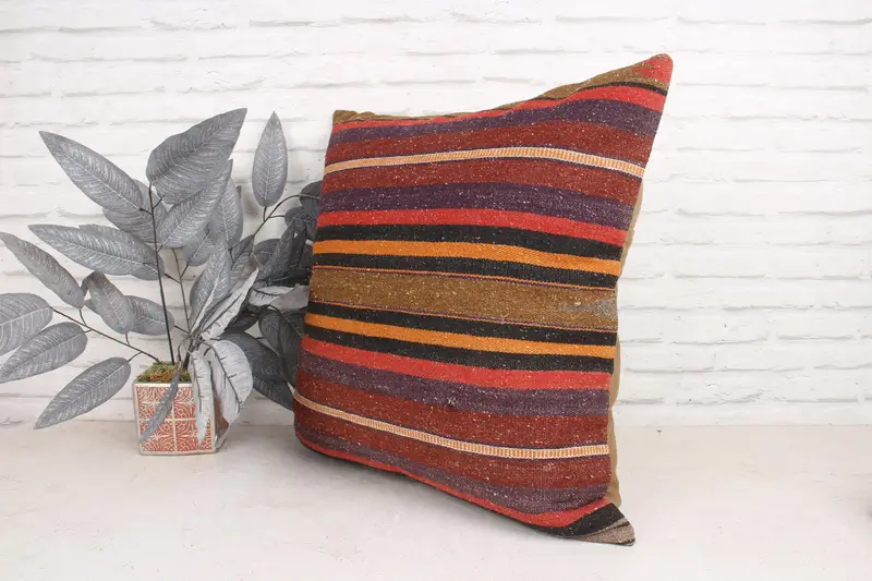Seat Pillow Sham, Antique Pillows, Gift Pillow, 24x24 Red Pillow Case, Boho Chic Pillow, Cushion Cover, Pillow for Couch, Seat Cushion Cover - 4