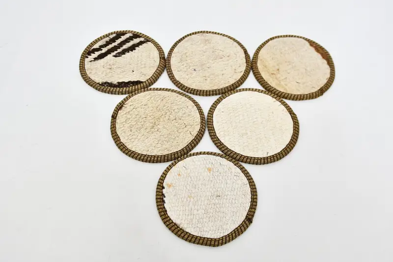 Bohemian Round Coasters, Ethnic White Rug Coaster Set
