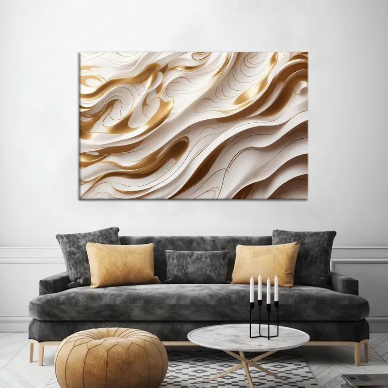 Elegante bedruckte Leinwand in Braun und Beige – künstlerische Heimdekoration