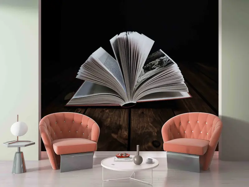 Office Wall Mural, Modern Wall Poster, Book On The Table Photo Mural, Book Lover Gift Wall Mural, Peel And Stick Wallpaper, - 7