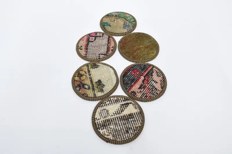 Bohemian Round Coaster, Green and Purple Coaster