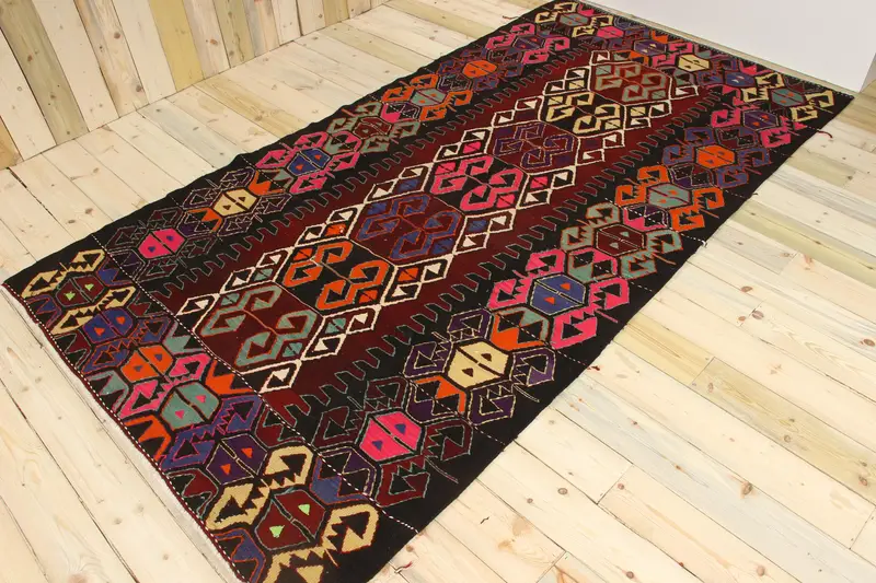 5,3 x 9,6 Fuß türkischer Oushak-Teppich, roter massiver Vintage-Teppich aus Wolle - 1