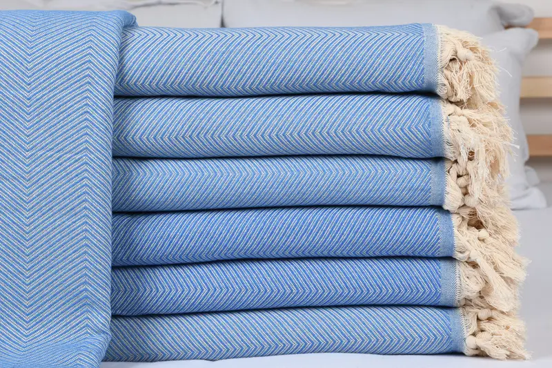 Woven Blanket, Best Friend Christmas Gift, Boho Throw Blankets, Monogram Beach Blanket, Bachelorette Gifts, 84x68 Cotton Zig zag Towel - 1