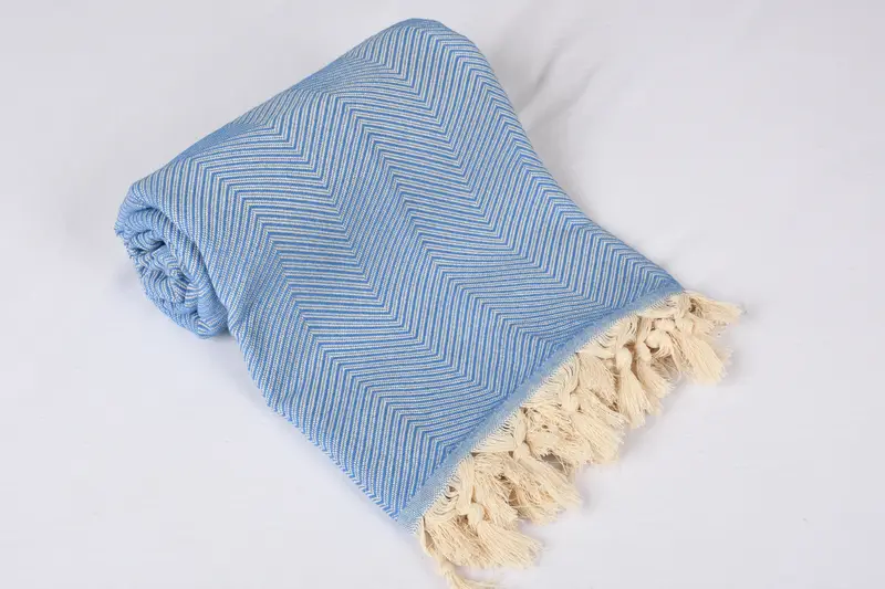 Woven Blanket, Best Friend Christmas Gift, Boho Throw Blankets, Monogram Beach Blanket, Bachelorette Gifts, 84x68 Cotton Zig zag Towel - 4