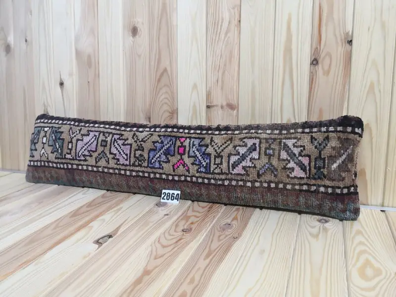 Lana hecha a mano, almohada de tiro vintage bordada, cierre de cremallera