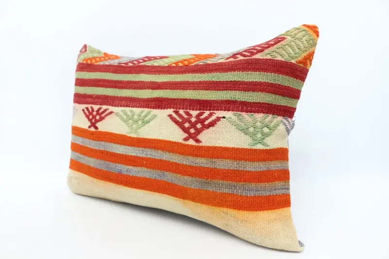 Turkish Kilim Pillow, Throw Kilim Pillow, Cushion Cover, 16x24 Red Pillow, Gift Pillow, Decorative Throw Cushion Cover - 4