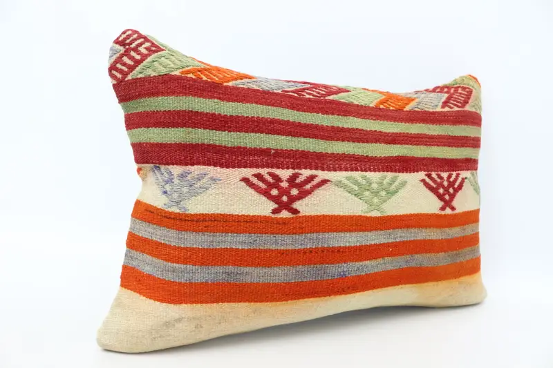 Turkish Kilim Pillow, Throw Kilim Pillow, Cushion Cover, 16x24 Red Pillow, Gift Pillow, Decorative Throw Cushion Cover - 3