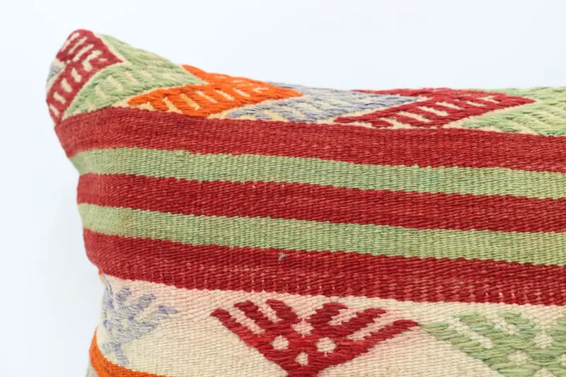 Turkish Kilim Pillow, Throw Kilim Pillow, Cushion Cover, 16x24 Red Pillow, Gift Pillow, Decorative Throw Cushion Cover - 2