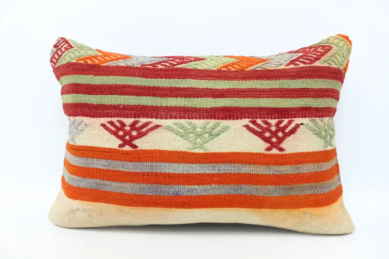 Turkish Kilim Pillow, Throw Kilim Pillow, Cushion Cover, 16x24 Red Pillow, Gift Pillow, Decorative Throw Cushion Cover - 1