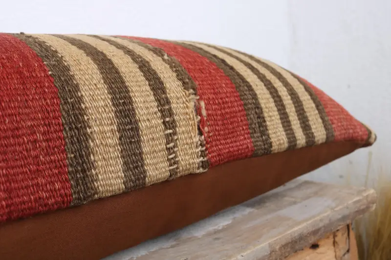 Vintage Kilim Pillow, Aztec Pillow Case, Home Decor Pillow, Sofa Bolster Pillow Cover, Pillow for Couch, Cushion Case, 12x36 Red Pillow - 6