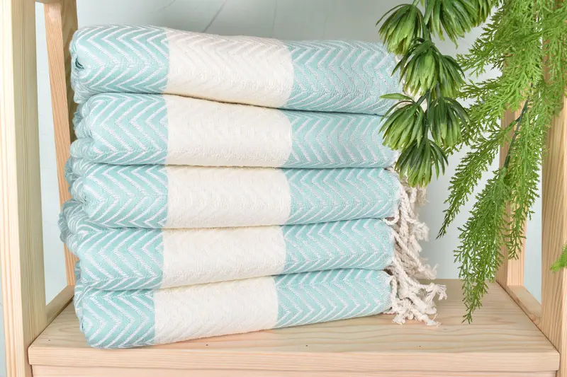 Bachelorette Party Favors, 70x40 Cotton Zig zag Towel, Organic towel, Spa Towel, Bridal Shower Gift, Bridesmaid Favors, Yoga Towel, Beach Towel Bulk - 2