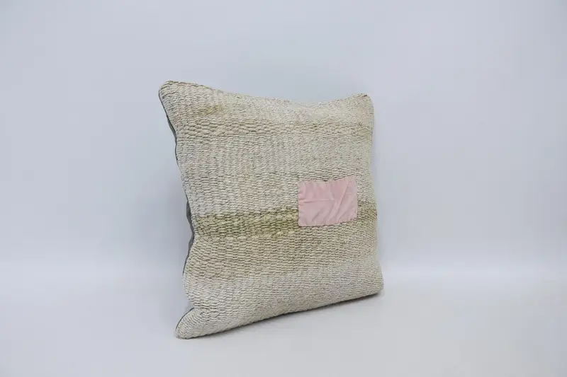 Boho Pillow Sham Cover, 16x16 White Cushion Case, Pillow for Couch, Cozy Throw Pillow Sham, Cushion Case, Nomadic Cushion Cover, Kilim Pillow Cover - 3