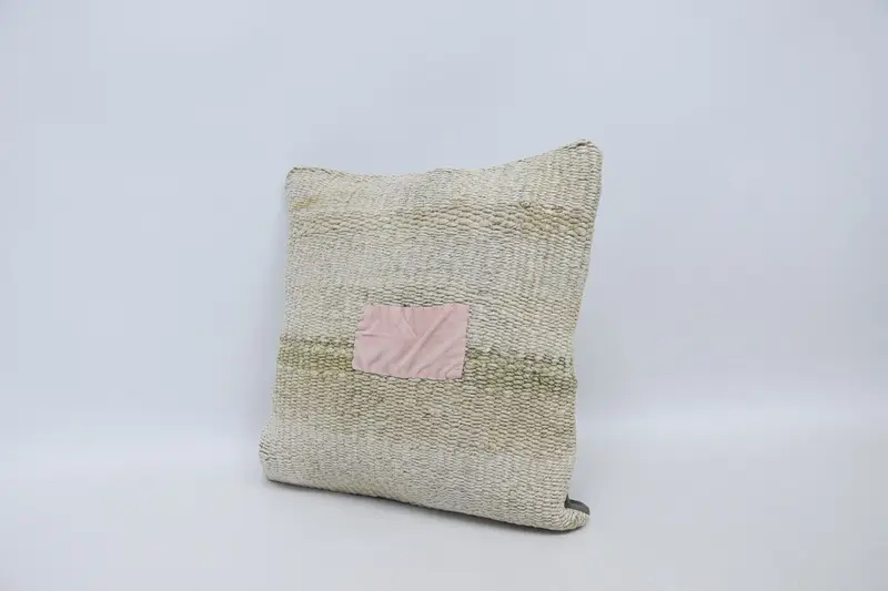 Boho Pillow Sham Cover, 16x16 White Cushion Case, Pillow for Couch, Cozy Throw Pillow Sham, Cushion Case, Nomadic Cushion Cover, Kilim Pillow Cover - 4