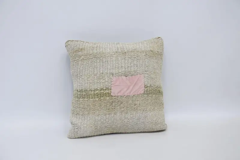 Boho Pillow Sham Cover, 16x16 White Cushion Case, Pillow for Couch, Cozy Throw Pillow Sham, Cushion Case, Nomadic Cushion Cover, Kilim Pillow Cover - 1